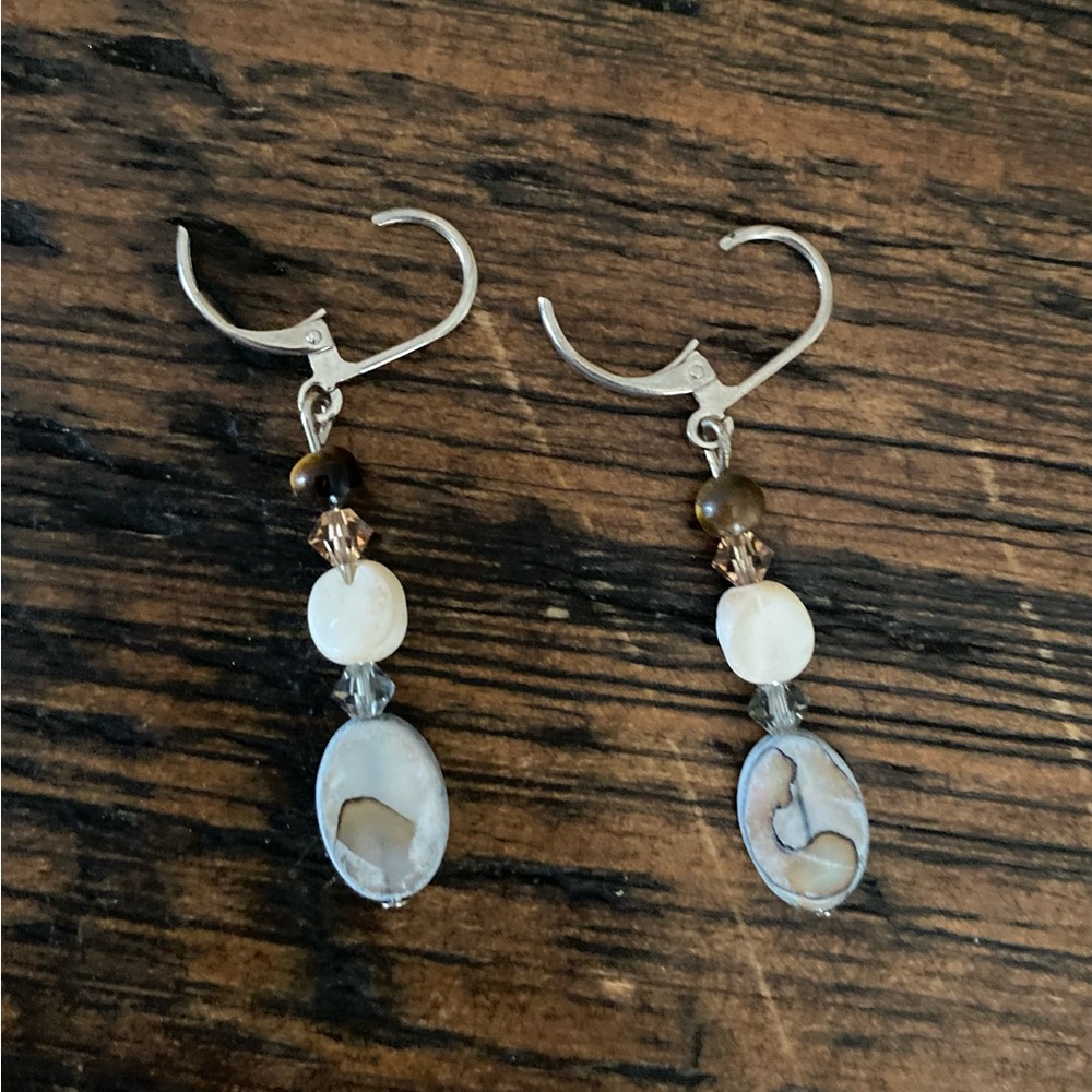 Hand Crafted Silver and Brown Artisan Earrings
